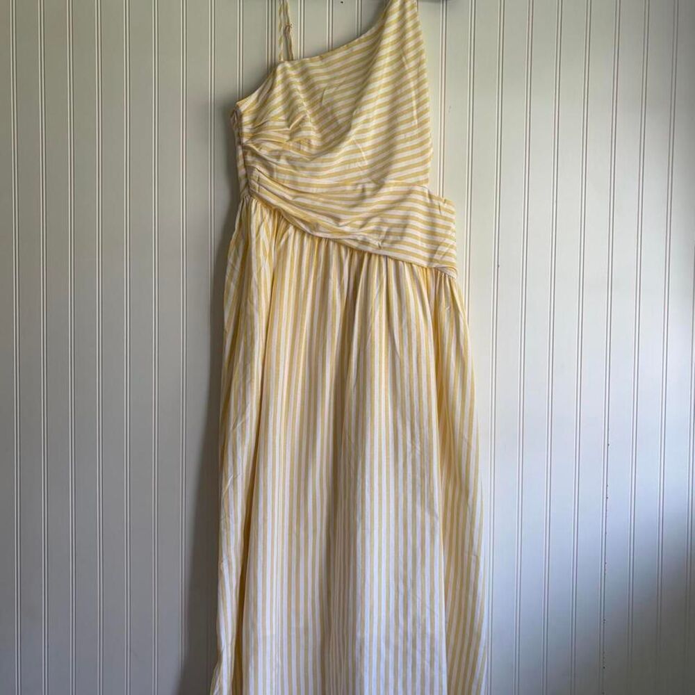 Commense Women's Yellow and White Dress
